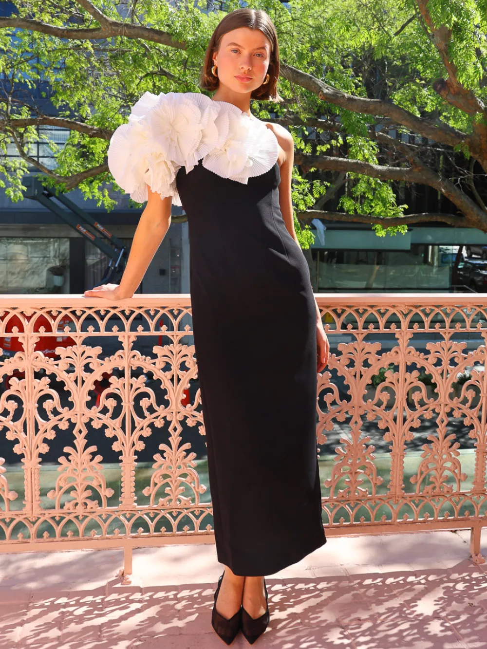 Acler Hampstead Midi Dress in Black with Ivory^ Formal | Black Tie