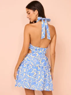 Ambra Maddalena Aurora Halter Neck Mini Dress in^ Mini
