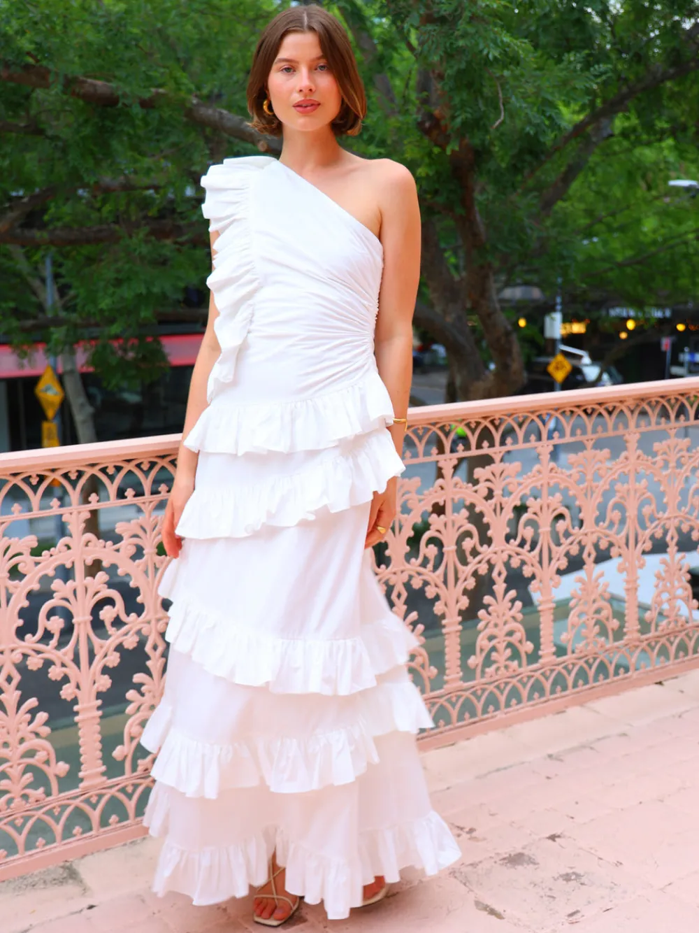 By Nicola Adrift Frill Maxi Dress in^ White Edit | Bride To Be