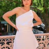 By Nicola Amelie One Shoulder Mini Dress in^ White Edit | Bride To Be
