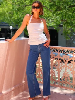 By Nicola Bay Linen Halter Neck Top in^ White Edit | Bride To Be