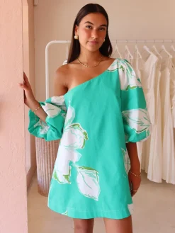 By Nicola Capri Off Shoulder Relaxed Mini Dress in^ Bump Friendly | Mini