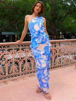 By Nicola Emiliano One Shoulder Maxi Dress in^ Party | Black Tie