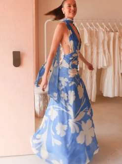 By Nicola Fiesta Halter Neck Maxi Dress in^ Bump Friendly | Bridesmaid