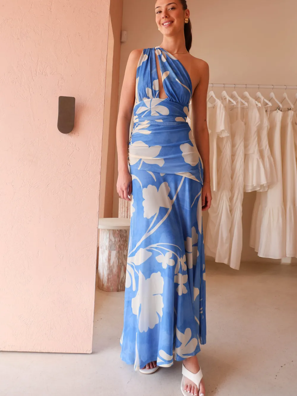 By Nicola Fiesta Halter Neck Maxi Dress in^ Bump Friendly | Bridesmaid