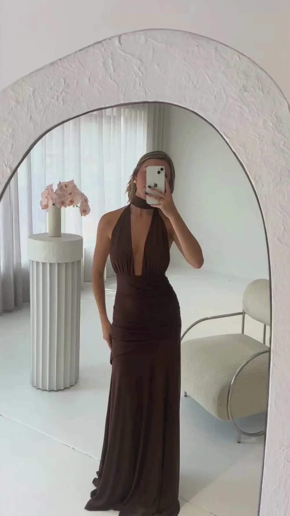 By Nicola Fiesta Halterneck Maxi Dress in^ Bump Friendly | Bridesmaid
