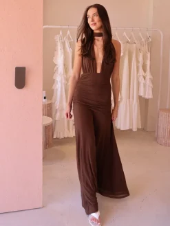 By Nicola Fiesta Halterneck Maxi Dress in^ Bump Friendly | Bridesmaid