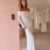 By Nicola Off the Shoulder Maxi Dress in^ White Edit | Bride To Be