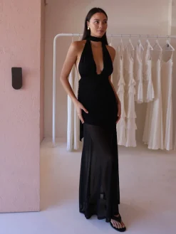By Nicola Ophelia Halter Neck Maxi Dress in^ Bump Friendly | Formal