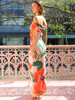 By Nicola Paloma Off Shoulder Mesh Maxi Dress in^ Bump Friendly | Midi