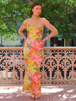 By Nicola Paloma Sleeveless Mesh Maxi Dress in^ Bump Friendly | Party