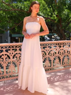 By Nicola Viva Strapless Maxi Dress in^ White Edit | Bump Friendly