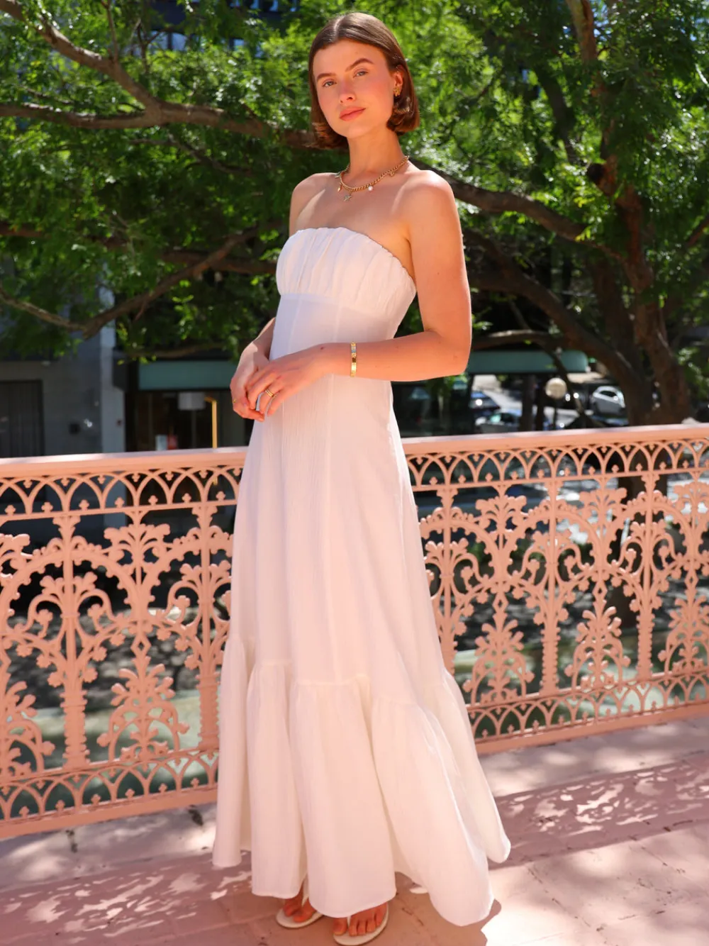 By Nicola Viva Strapless Maxi Dress in^ White Edit | Bump Friendly