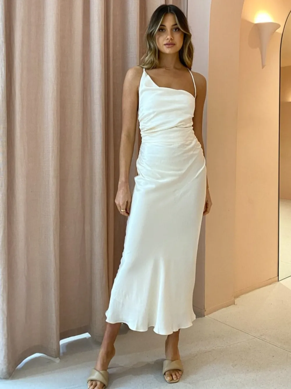 Shona Joy La Lune Asymmetrical Midi Dress in^ Bridesmaid