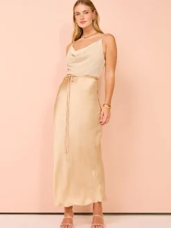 Shona Joy Valeria Silk Contrast Cowl Neck Maxi Dress in^ Midi | Maxi & Gown