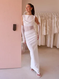 Tojha Irena Dress in^ White Edit | Bride To Be
