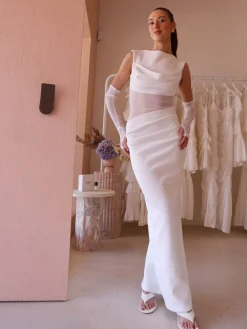 Tojha Irena Dress in^ White Edit | Bride To Be